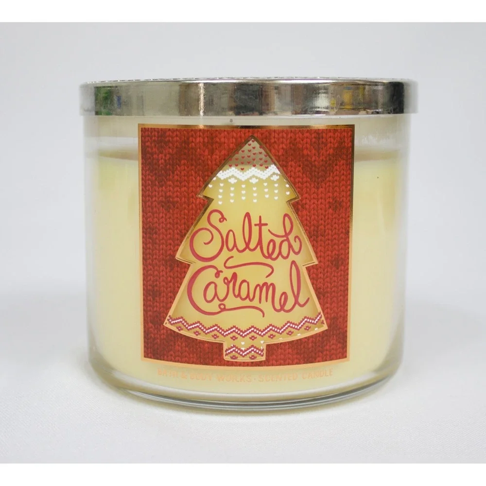 Bath & Body Works Salted Caramel 3-Wick Scented 14.5 oz Candle NEW